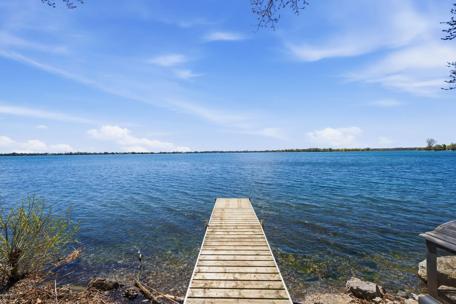 South Bay water view from 86 Colliers Road waterfront cottage, PEC