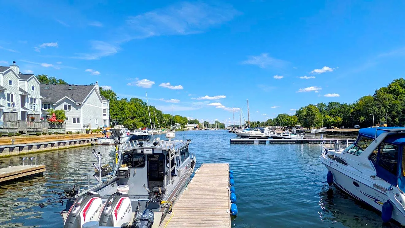 Boats docked at Picton marina on the Bay of Picton, Prince Edward County