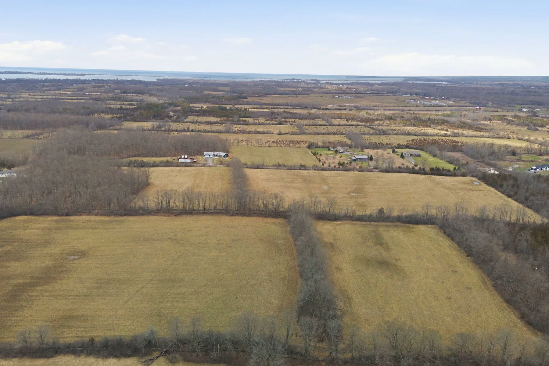 Rolling farmland and countryside in Prince Edward County, Ontario near Bloomfield