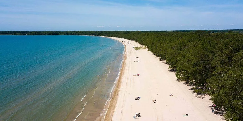 Sandbanks Provincial Park dunes and Lake Ontario shoreline, Prince Edward County